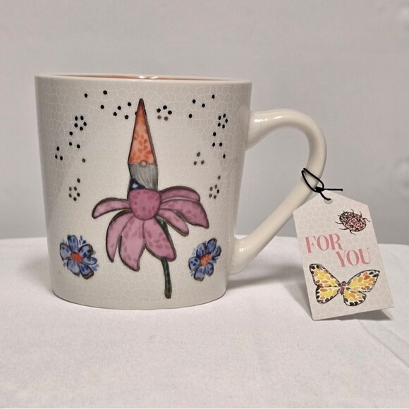 Set of Seeds & Sunshine Mug Gnome Floral Ceramic Pink & Cream Large Cup Coffee - Picture 5 of 10
